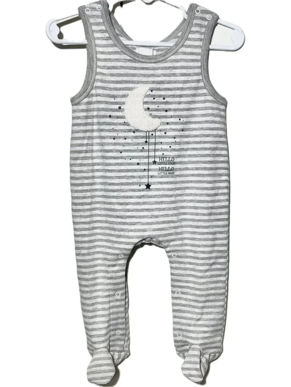 Mud Pie 3m 6m NWT Stars Moon applique Footed sleeper sleeveless gray white
